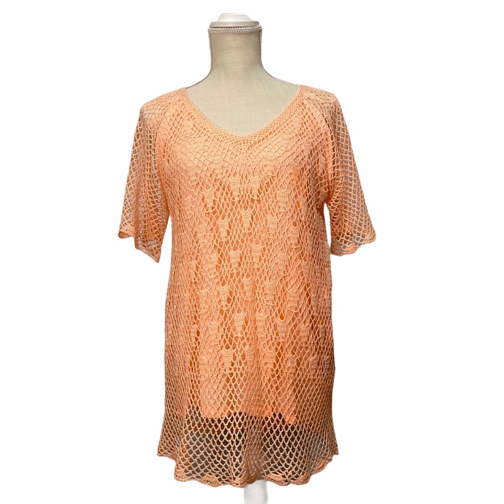 Thums Up coral lace over cover up top